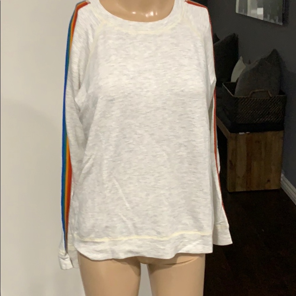 Monrow rainbow stripe sleeve long sleeve